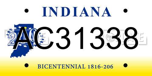 AC31338 Indiana License Plate