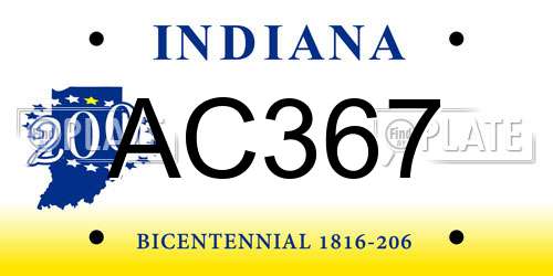 AC367 Indiana License Plate