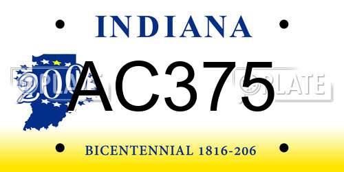 AC375 Indiana License Plate