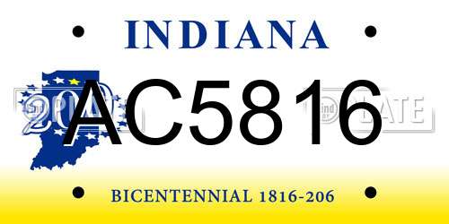 AC5816 Indiana License Plate
