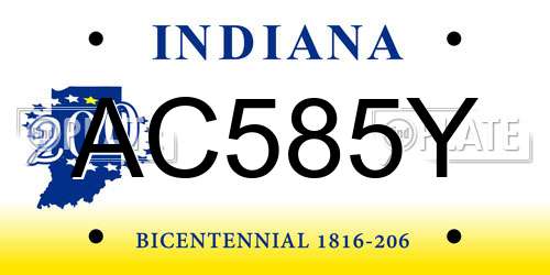 AC585Y Indiana License Plate