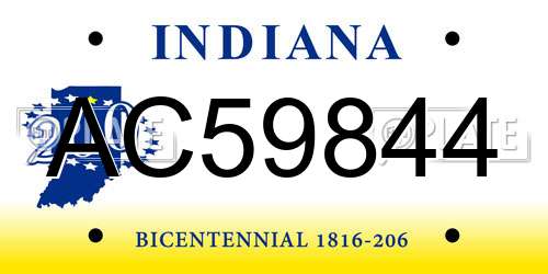 AC59844 Indiana License Plate