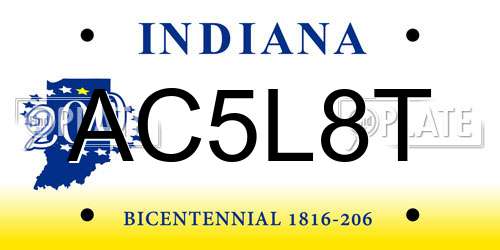 AC5L8T Indiana License Plate
