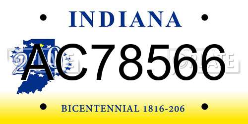 AC78566 Indiana License Plate