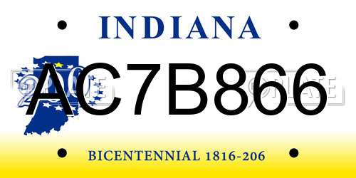 AC7B866 Indiana License Plate