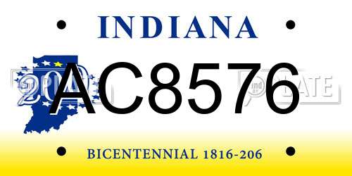AC8576 Indiana License Plate
