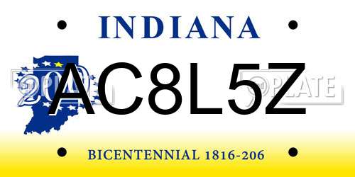 AC8L5Z Indiana License Plate