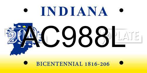 AC988L Indiana License Plate