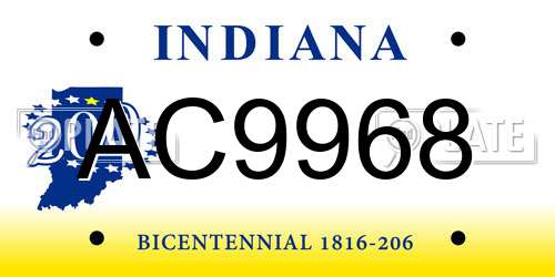AC9968 Indiana License Plate