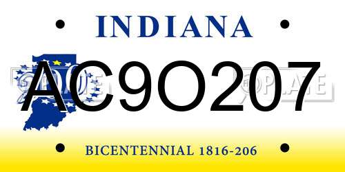 AC9O207 Indiana License Plate