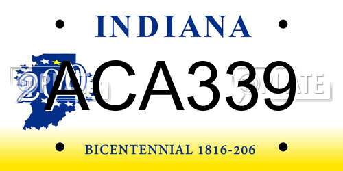 ACA339 Indiana License Plate