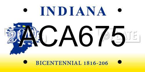 ACA675 Indiana License Plate