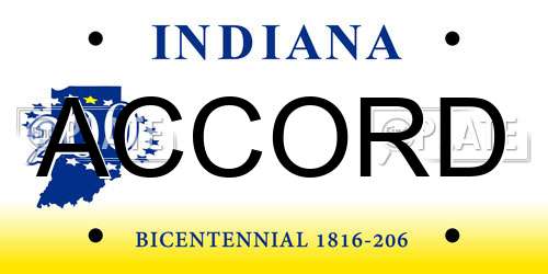 ACCORD Indiana License Plate