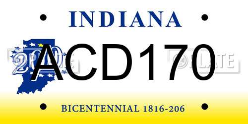 ACD170 Indiana License Plate