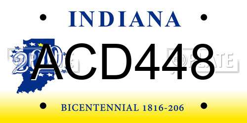ACD448 Indiana License Plate