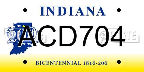 ACD704 Indiana License Plate