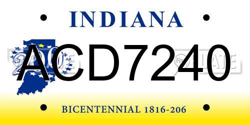 ACD7240 Indiana License Plate