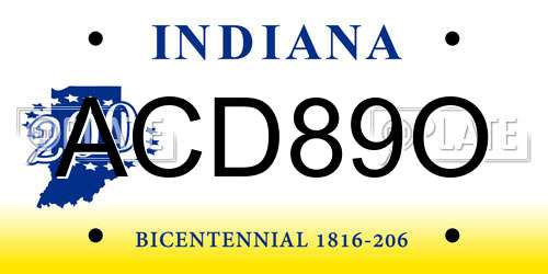 ACD89O Indiana License Plate