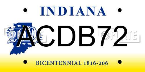 ACDB72 Indiana License Plate