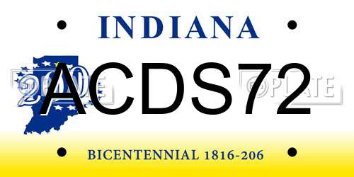ACDS72 Indiana License Plate