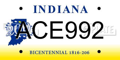 ACE992 Indiana License Plate