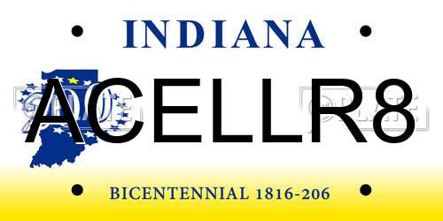 ACELLR8 Indiana License Plate