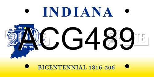 ACG489 Indiana License Plate