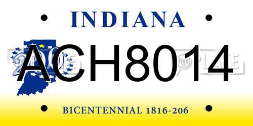 ACH8014 Indiana License Plate