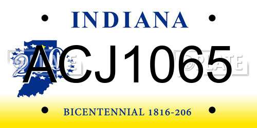 ACJ1065 Indiana License Plate