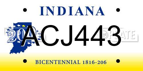 ACJ443 Indiana License Plate