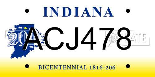 ACJ478 Indiana License Plate