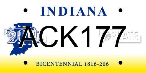 ACK177 Indiana License Plate