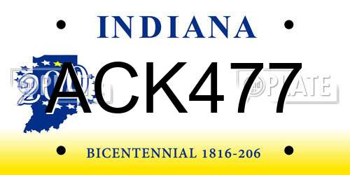 ACK477 Indiana License Plate