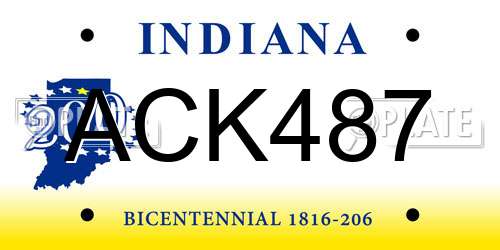 ACK487 Indiana License Plate