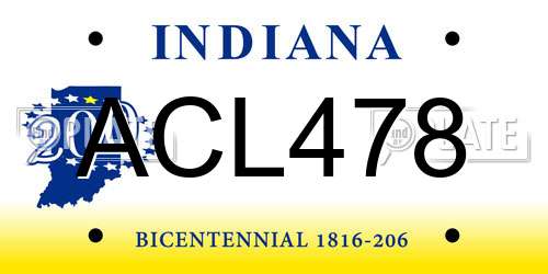 ACL478 Indiana License Plate