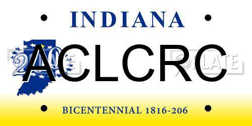 ACLCRC Indiana License Plate