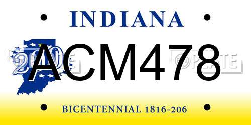 ACM478 Indiana License Plate