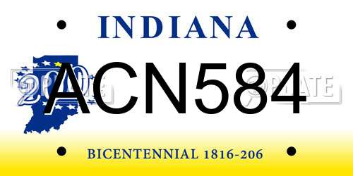 ACN584 Indiana License Plate