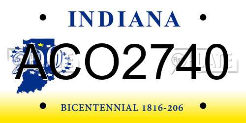 ACO2740 Indiana License Plate
