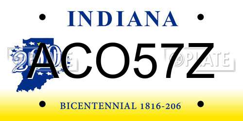 ACO57Z Indiana License Plate
