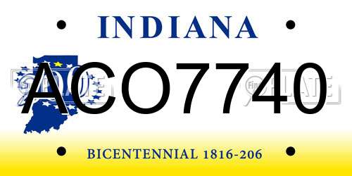 ACO7740 Indiana License Plate