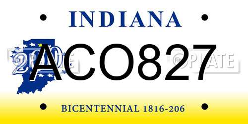 ACO827 Indiana License Plate