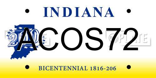 ACOS72 Indiana License Plate