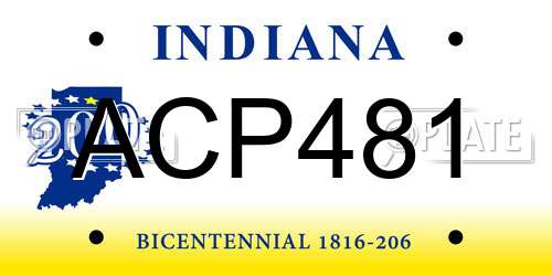 ACP481 Indiana License Plate