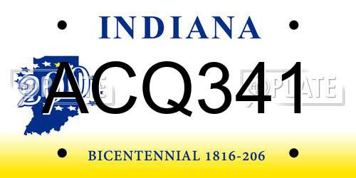 ACQ341 Indiana License Plate