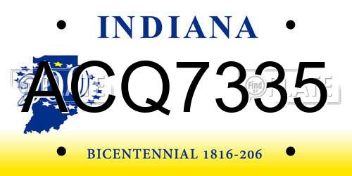 ACQ7335 Indiana License Plate