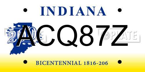 ACQ87Z Indiana License Plate