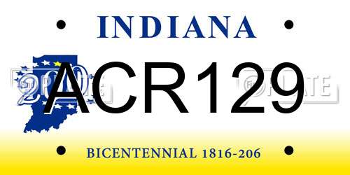 ACR129 Indiana License Plate