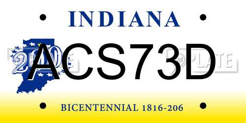 ACS73D Indiana License Plate