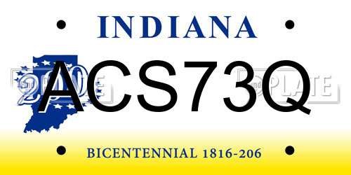 ACS73Q Indiana License Plate